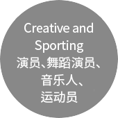 creative and sporting 배우, 무용인, 음악인